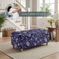 thumbnail image 3 of FOR U DESIGNS Boho Purple Flower Paisley Print Flip-Top Storage Ottoman Slipcover, Stretch Washable Footstool Bench Protector with Elastic Bottom, Soft Anti-Slip Furniture Cover for Bedroom, 3 of 7