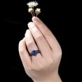thumbnail image 2 of Black Vine Blue Sapphire Engagement Ring Set in 14K Black Gold Vermeil – Gothic Nature-Inspired Wedding Ring for Wife – Handmade Jewelry – September Birthstone, 2 of 3