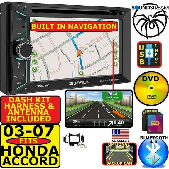 2003-07 HONDA ACCORD AM/FM CD/DVD GPS NAVIGATION SYSTEM BLUETOOTH USB/SD RADIO