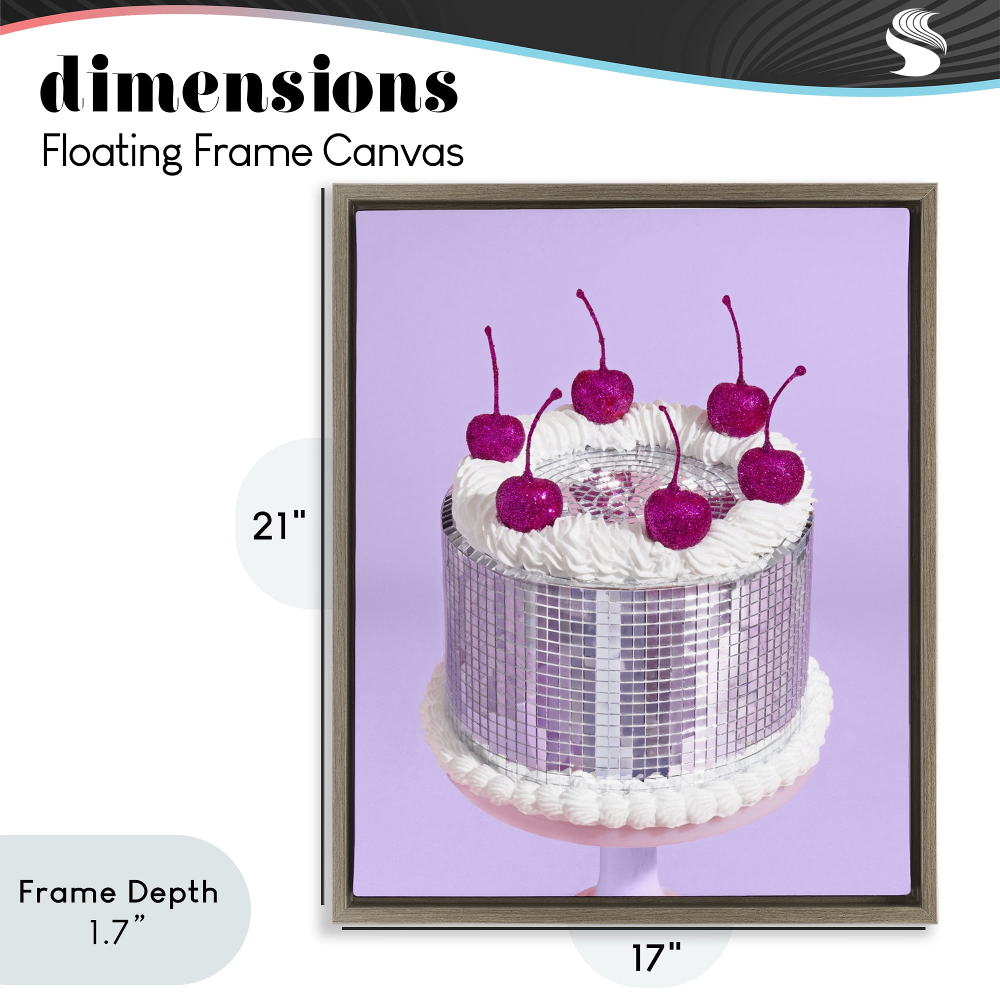 Stupell Industries Gleaming Disco Cake Brown Framed Floater Canvas Wall Art, design by LISH Creative