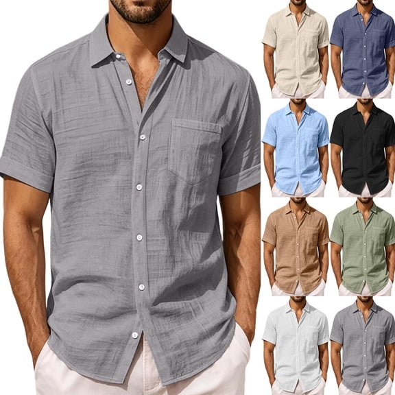 FRSASU Men's Short Sleeve Shirts Casual Lightweight Button Down Shirt Beach Vacation Summer Tops with Pocket Yellow