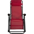 thumbnail image 4 of Sun-Ray Oversized Patio Chair with Leg Stabilizers and Big Cupholder, Adjustable Zero Gravity Folding Reclining Outdoor Chair with Pillow, Ruby Red, 4 of 21