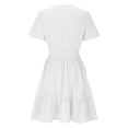 thumbnail image 6 of Npasoilc Mini Dress for Women V-Neck Sleeveless Pleated A-Line Ruffle Skirts Solid Color Casual Loose Beach Dresses, 6 of 9