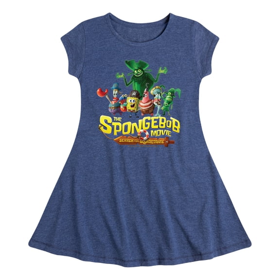 The Spongebob Movie: Search For Squarepants - Logo - Youth Girls Fit And Flare Short Sleeve Dress