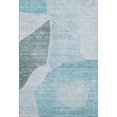 thumbnail image 2 of HomeRoots 655294 10 x 14 ft. Teal & Ivory Abstract Transitional Washable Machine Made Rectangle Area Rug with UV Protection, 2 of 9