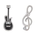 thumbnail image 2 of Pendientes de Nota de guitarra Minnieouse asimétricos En plata de ley 925, 2 of 6