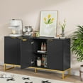 thumbnail image 7 of Fluted Sideboard Buffet Cabinet with Storage, Modern 4 Door Fluted Credenza Accent Cabinet Buffet Cabinet with Adjustable Shelves, Bar Cabinet Cupboard for Home & Kitchen Dining Room, 7 of 7