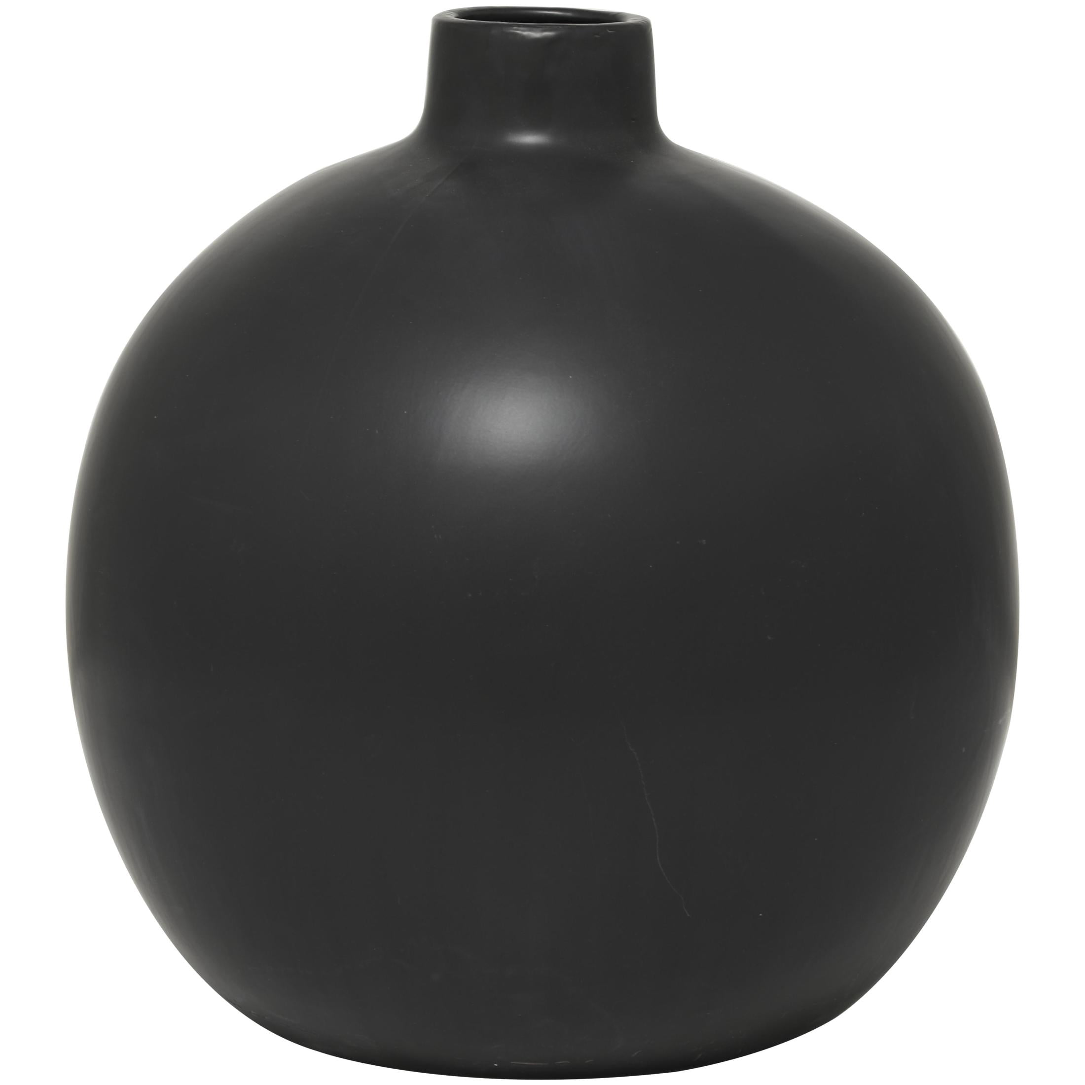 DecMode 17" Matte Black Ceramic Vase