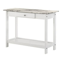 Furniture of America Histe Faux Marble and Wood 1-Drawer Sofa Table in White