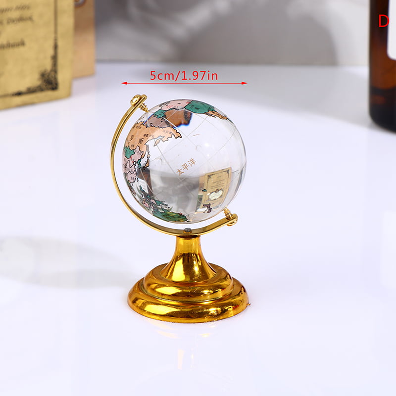 Round Earth Globe World Map Crystal Glass Clear Paperweight Stand Desk NICE Y5A8 
