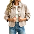 thumbnail image 2 of SuTry Women's Suede Jacket, Collared Button Front Fitted Coat, Classic Long Sleeve Outerwear with Pockets, Solid Color Everyday Versatile Casual Layer, 2 of 8