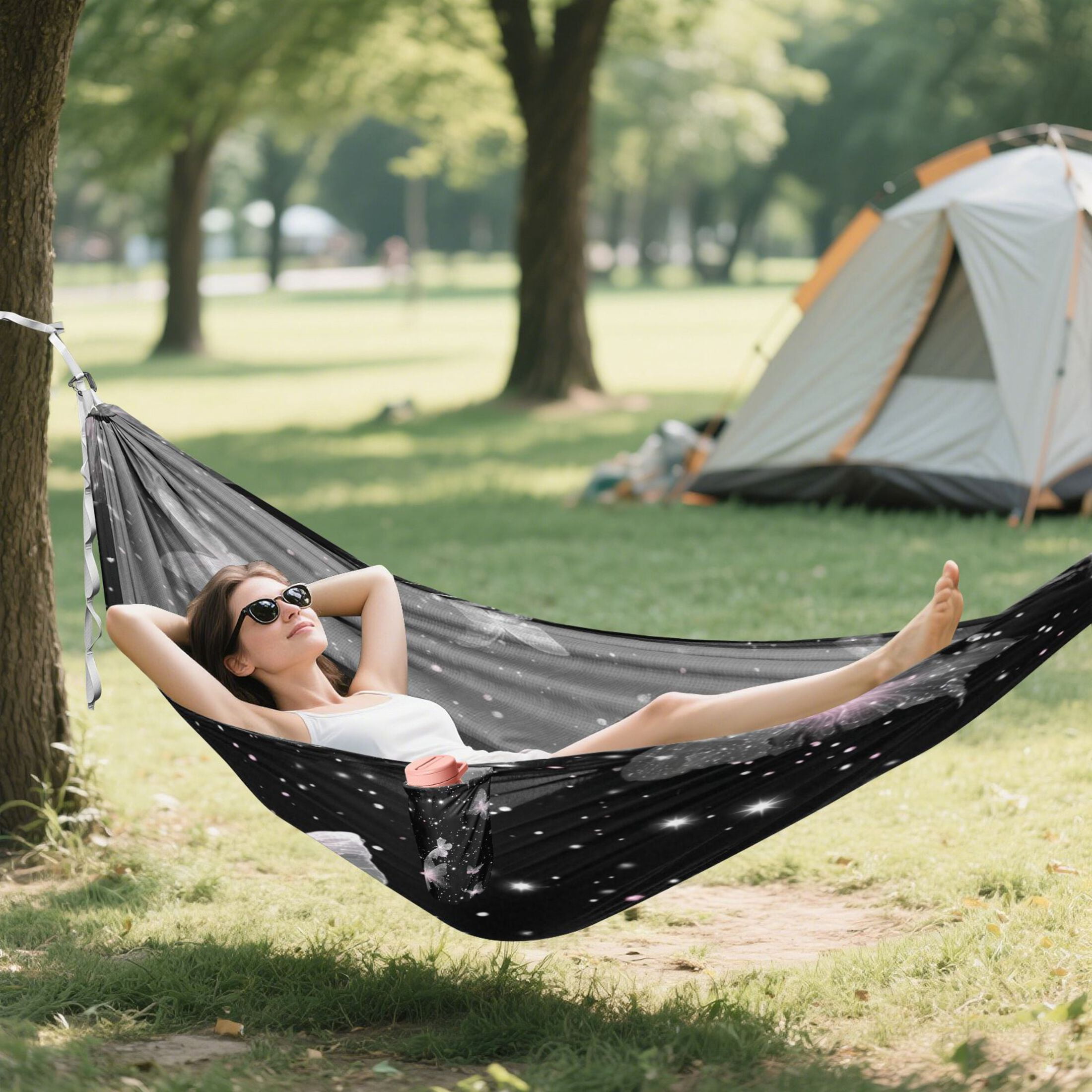 Hammock Camping Hammock Nylon Portable Hammock Travel Camping Hammock Pink Butterfly Wings Art