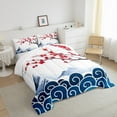 thumbnail image 3 of jejeloiu Retro Japanese Style Queen Comforter Set,Cherry Blossom Bedding Sets,White Blue Red Bedding Comforter Set For Adults,Super Cozy Room Decor,3 Pieces, 3 of 8
