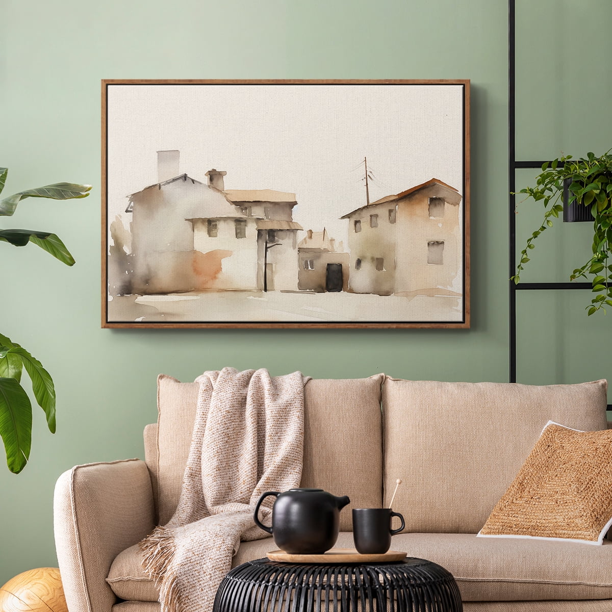 Vintage Landscape-XI By Wexford Home Framed in Walnut Wood Gallery Wrapped Canvas 27 in. x 41 in.
