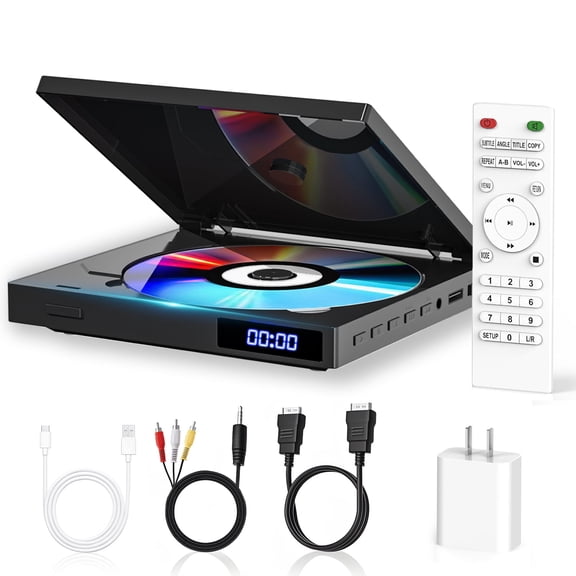 Mini DVD Player for TV, 1080P Upscaling DVD Players with HDMI and RCA, Home DVD Player with Remote Built-in USB Input, LED Display Supports NTSC / PAL