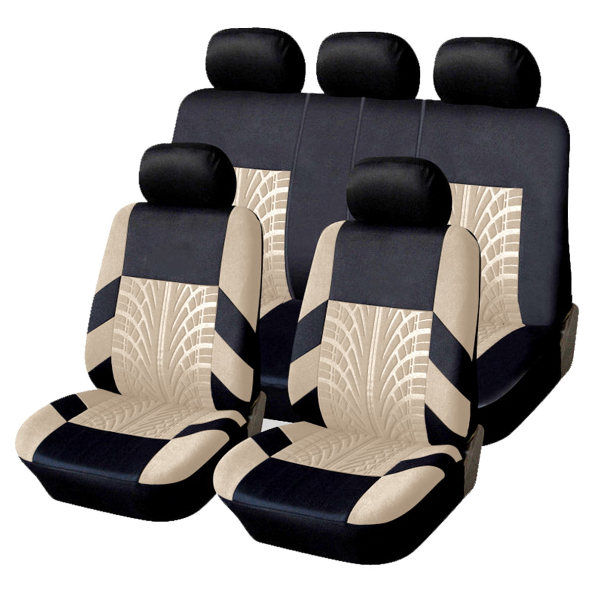 9Pcs/5Heads Universal Car Seat Cover Polyester Full Set Covers