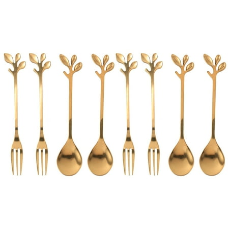 

Coffee Spoon Fork 8 Pack(4 Spoons 4 Forks) Little Demitasse Espresso Spoon