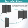 thumbnail image 3 of HomGarden 6FT Folding Room Divider 3 Panels Freestanding Partition Privacy Screens for Bedroom Home Office Studio, Gray, 3 of 9