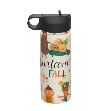 

Daiia Autumn In The Forest Printed 18oz Sports Insulated Kettle With Straw Water Bottle For Running Hiking Cycling Climbing Mens Woman S Sports Water Bottle