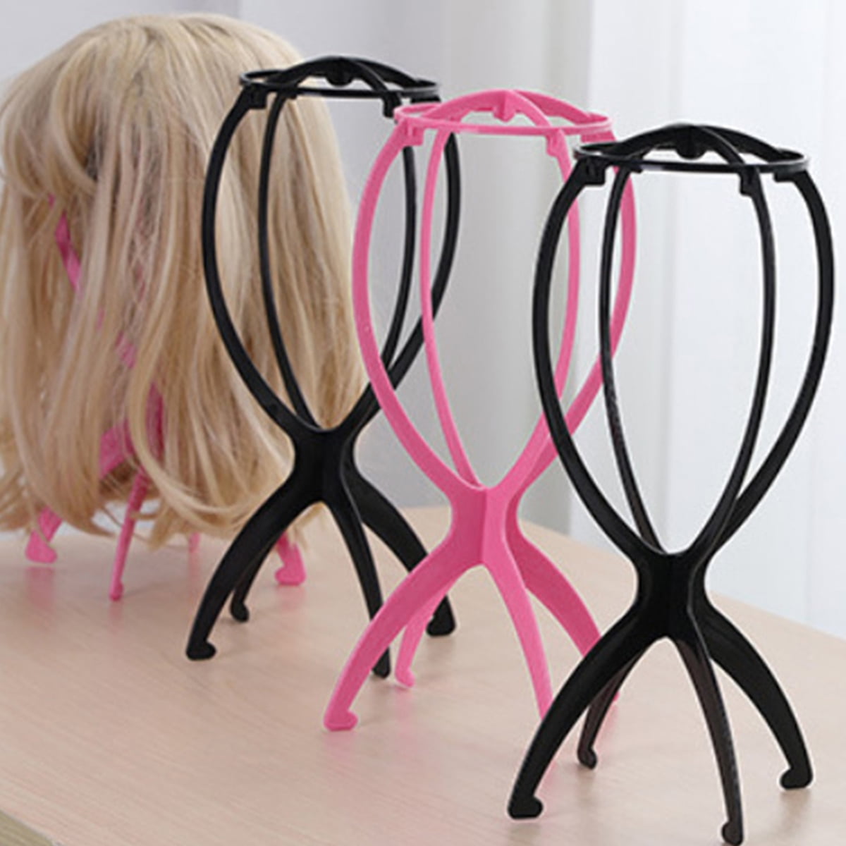Wig Stand Wig Holder for 1 PCS Adjustable Height19.3 Inches Wig Holder for  long Wigs, Sturdy Portable Wig Stand for Display, Non-Slip, Folding  Portable Hat Head Stand Non-Slip Easy Assembly Stable (White)