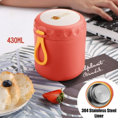 

304 Stainless Steel Thermos Soup With Spoon 400ml Japanese Style Simple Portable Sealed Breakfast Lunch Cup