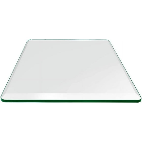 36 inch Square Glass Table Top - Tempered - 1/2" Thick Glass Surface, Safe Beveled Edge, Radius Corners, Multipurpose for Dining Table, Patio, Coffee and End Table