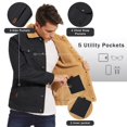 thumbnail image 3 of Men's Winter Thick Cotton Jacket Sherpa Lined Warm Trucker Casual Cargo Coat with Multi Pocket Black L, 3 of 6