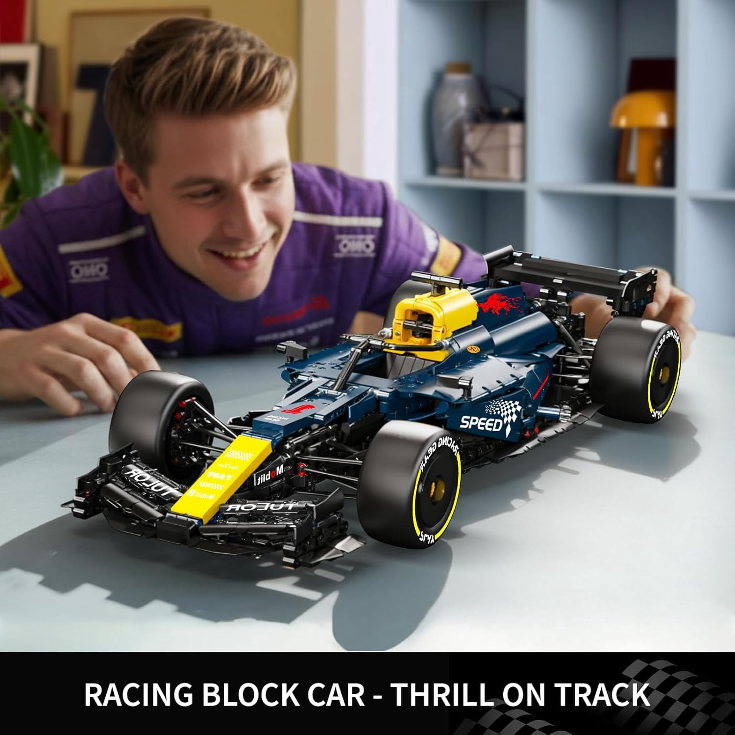 Race Car Model Toys MOC Bricks Collectible Sportscar Building Blocks, Racing Car Building Kits for Adult, Static Version 1,810 Pieces