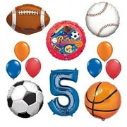 The Ultimate Sports Theme 5th Birthday Party Supplies and Balloon Decorating Kit