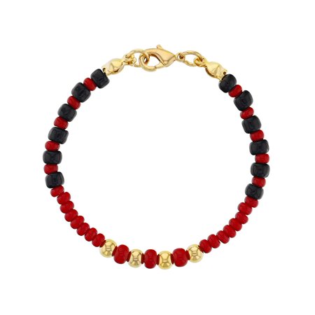 In Season Jewelry 18k Gold Plated Evil Eye Baby Bracelet 18k Gold Plated Evil Eye Baby Bracelet Protection Black Red Beads 5