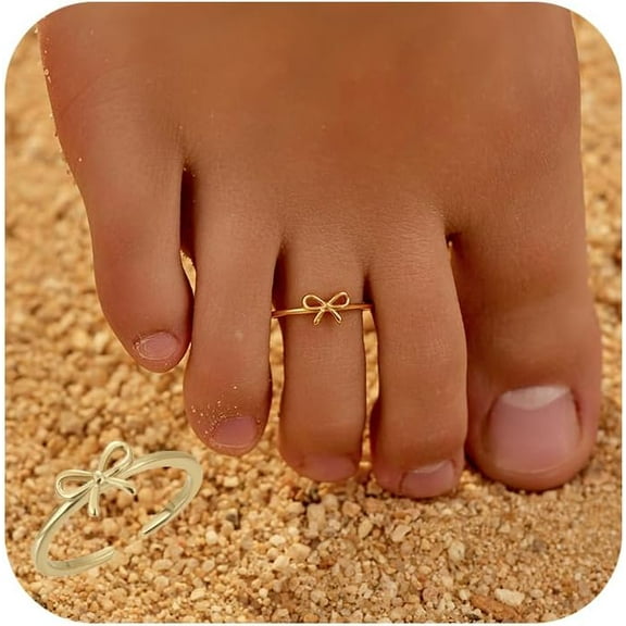 925 Sterling Silver Bow Toe Rings for Women Non Tarnish Cute Dainty Knot Foot Ring Mother Daughter Friendship Toe Ring Adjustable Open Band Hypoallergenic Summer Beach Foot Back to School Gifts