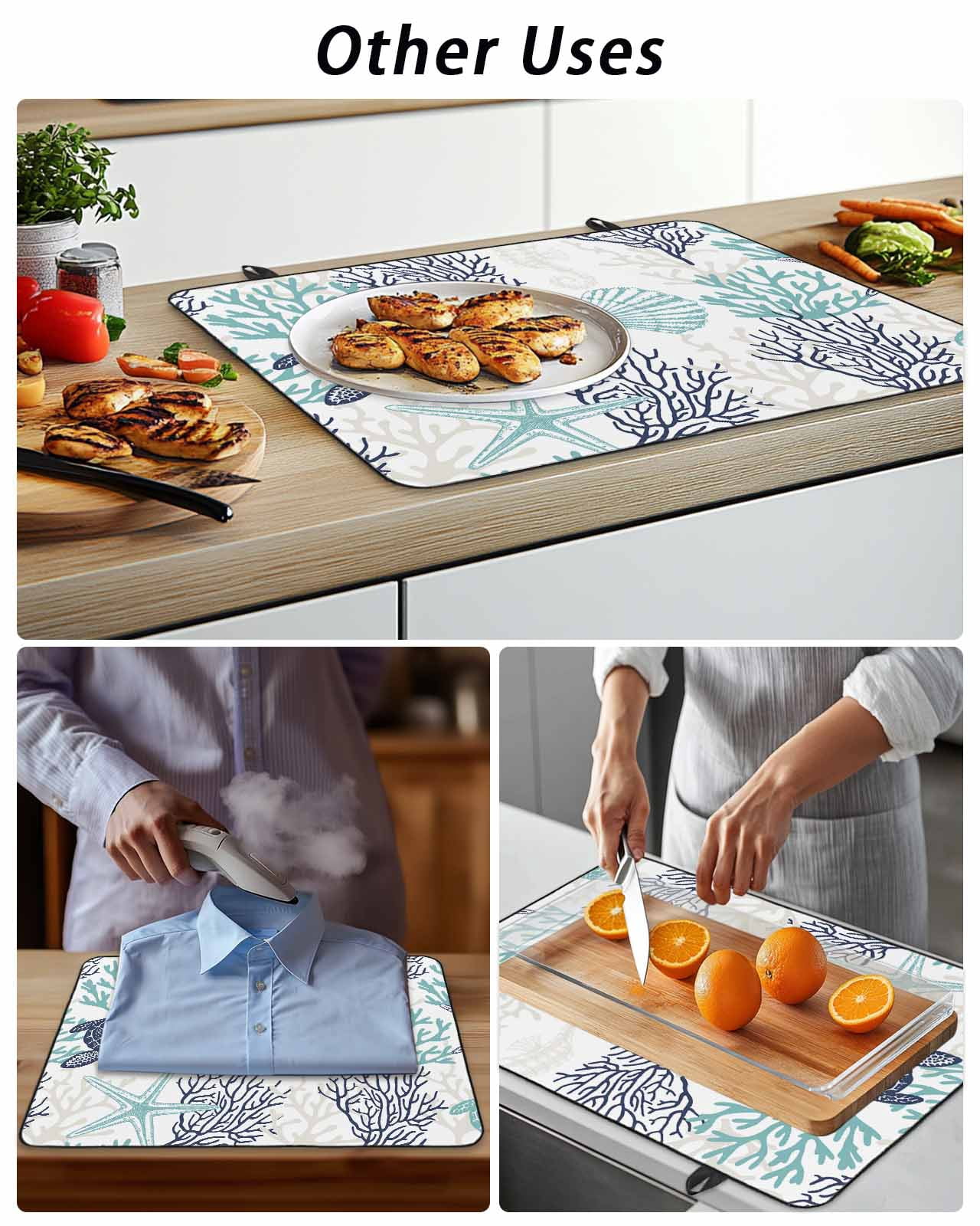 Stove Top Covers for Electric Stove, Teal Blue Coastal Glass Stovetop Cover Protector, Sea Turtle Nautical Coral Summer Beach Induction Cooktop Protector Oven Mat for Kitchen Countertop 24"x21"