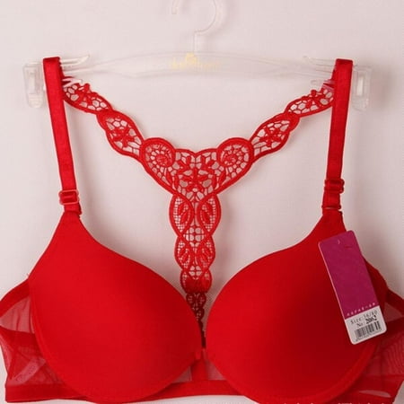 

Clearance Womens Front Closure Lace Racer Back Push Up Seamless Bra Racerback Bra