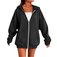 thumbnail image 4 of Girls Boys Full Zip Up Hooded Sweatshirt Fleece Lined Jacket Oversized Drop Shoulder Hoodie Solid Basic Sweatshirts Outerwear, 4 of 7