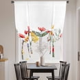 thumbnail image 4 of Farmhouse Floral Tie Up Curtain 63 Inches Long, Nature Colorful Wildflower Spring Botanical Balloon Style Kitchen Window Curtain Over Sink, Small Window Rod Pocket Curtain 52"x63", 4 of 9