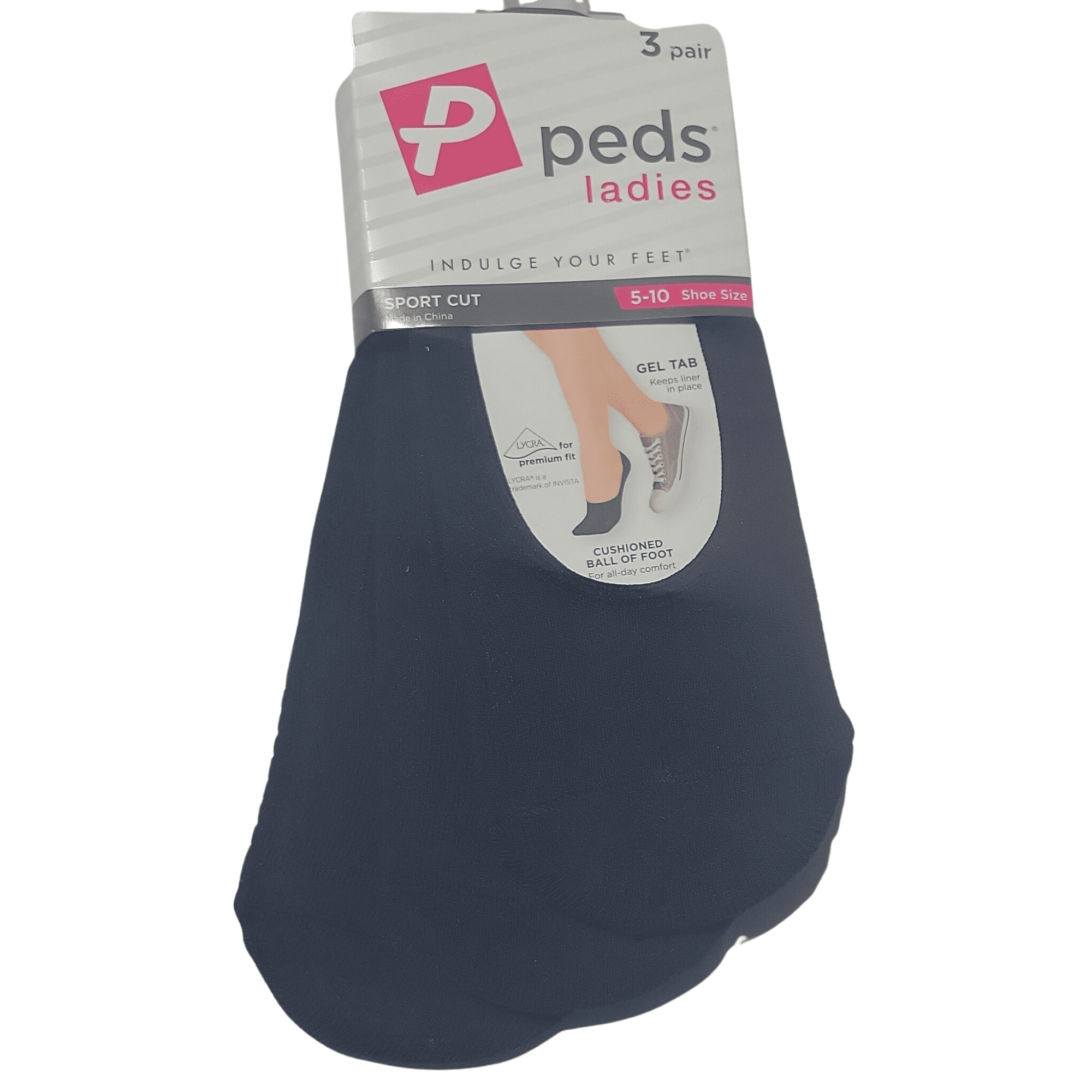 Peds Socks Womens Large 5-10 Black No Show Sport Cut 3 Pairs - Walmart.com