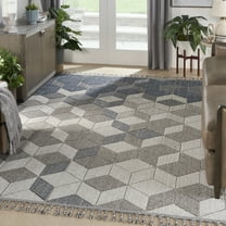 Nourison Elwood Modern Geometric Gradient Grey/Slate 7'10" x 10'6" Area Rug, (8' x 10')