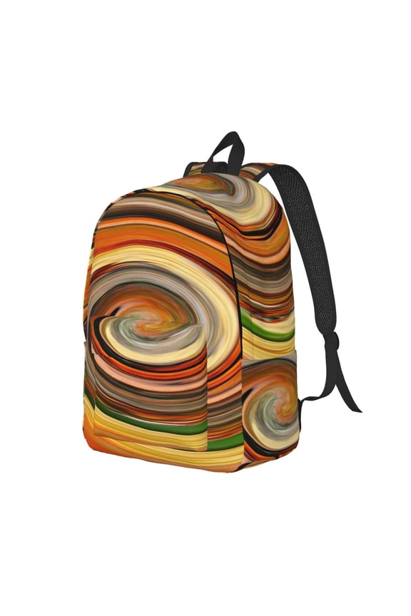Colorful Swirl Print Canvas Backpack for Women & Men Retro Aesthetic Rucksack Basic Backpack for High School/College Students Travel Laptop Bag