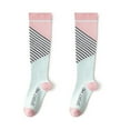 thumbnail image 1 of Trayknick 1 Pair Compression Stockings Striped Stretchy Long Tube Anti-Fatigue Sporty Socks for Running Climbing Riding, 1 of 13