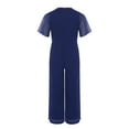 thumbnail image 4 of Kvysinly Kids Flower Girls Sparkly Wide Leg Jumpsuits Rhinestone Round Collar Short Sleeve Rompers Pants Navy Blue 6, 4 of 6