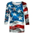 thumbnail image 4 of LYXSSBYX 4th of July Outfits for Women Women's Fashion Printed T-Shirt 3/4 Sleeves Blouse Round Neck Casual Tops, 4 of 5