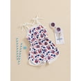 thumbnail image 6 of Aojekbee Kid Girls Jumpsuit, Tie-up Spaghetti Straps Stars Print Romper 4th of July Clothes, 6 of 10