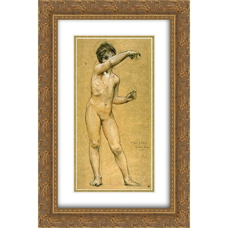 Luc Olivier Merson 2x Matted 16x24 Gold Ornate Framed Art Print 'Young naked girl