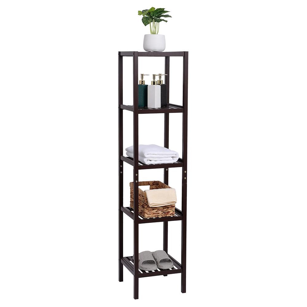 Ktaxon Bamboo Bathroom Shelf,5Tier Multifuntional Tower Storage
