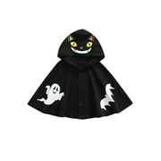 hirigin Kids Cloak Halloween Cartoon Patterns Print Hooded Coat Jacket