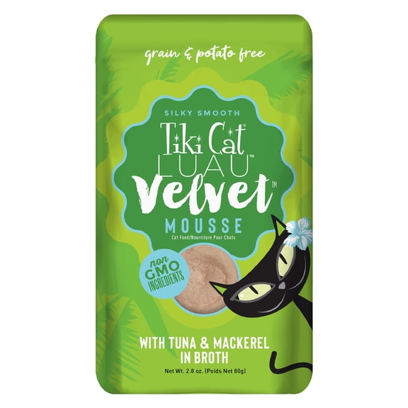 Tiki Cat Luau Velvet Mousse Wet Cat Food, Tuna & Mackerel, 2.8 oz. Pouch
