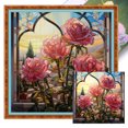 thumbnail image 1 of (szx2552) Hilo algodón ecológico bordado 11CT 3 hebras impresión 50*50cm pintura vidrio-Ventana rosa kit serie flores punto cruz, 1 of 9