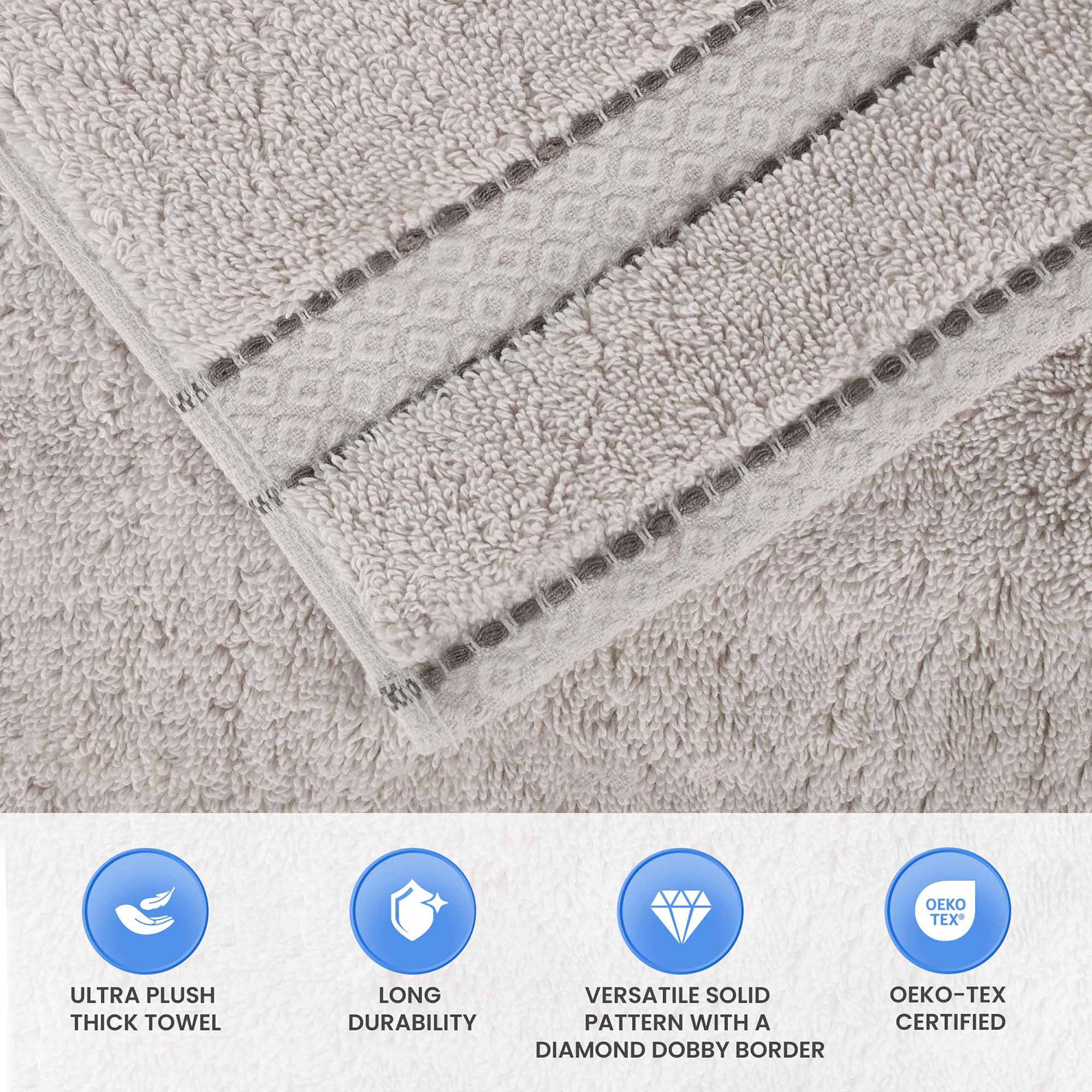 Superior Niles Giza Cotton 6 Piece Towel Set, Egypt Produced Soft Towels, Platinum