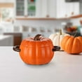 thumbnail image 5 of Yika Halloween Decorations Halloween Ceramic Soup Pot With Lid Pumpkin Double Ear Soup Bowl, 5 of 9