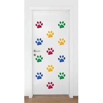 Animal Wall Decal Cute Seamless Pattern With Colourful Doodle Paw Prints Bedroom Wall Decal for Children Dog Cute Themed Room Decal - Size: 12 In x 9 In